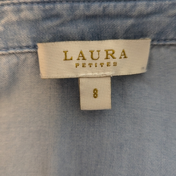 Laura Petites Denim Short Sleeve Top - Picture 3 of 4